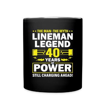 Lineman Legend - Celebrating 40 Years of Power! - Full Colour Mug - black - Front