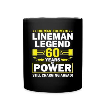 Lineman Legend - Celebrating 60 Years of Power! - Full Colour Mug - black - Front