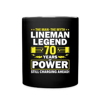 Lineman Legend - Celebrating 70 Years of Power! - Full Colour Mug - black - Front