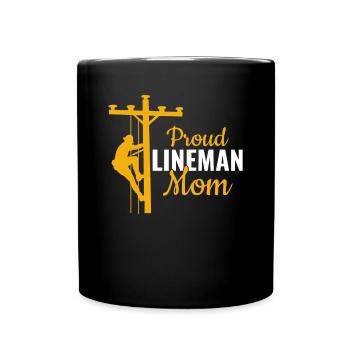 Proud Lineman Mom - Leitungsmonteur - Tasse einfarbig - Schwarz - Vorne