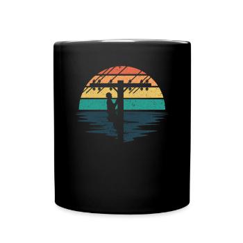 Retro Elektroinstallateur - Leitungsmonteur - Tasse einfarbig - Schwarz - Vorne