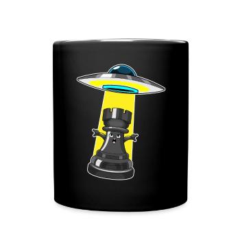 Raumschiff Schachfigur Turm Schach - Tasse einfarbig - Schwarz - Vorne