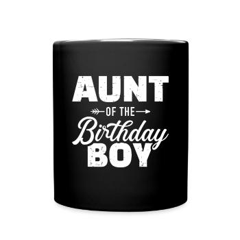 Aunt of the birthday boy son matching family - Full Colour Mug - black - Front