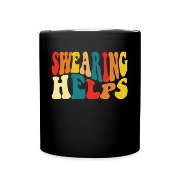 Fluchen hilft Retro hilft sarkastischem Fluchen - Tasse einfarbig - Schwarz - Vorne