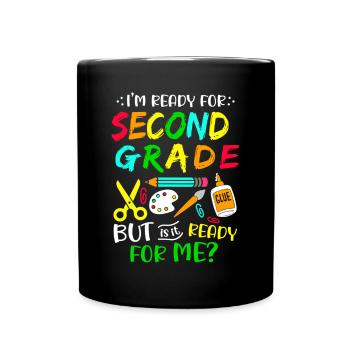 Second Grade Rainbow Girls Boys Teacher Team 2nd - Full Colour Mug - black - Front