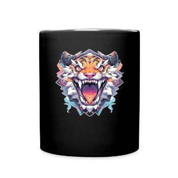 Tiger Tigerkopf Tigerbaby Raubkatze Safari - Tasse einfarbig - Schwarz - Vorne