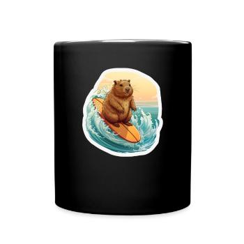 Capybara Surfeur - Mug uni - noir - Devant