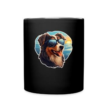 Dog with sunglasses - Full Colour Mug - black - Front