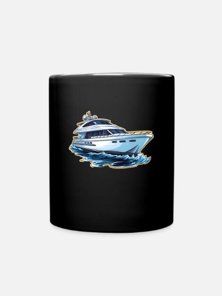 Yacht Motorboot - Tasse einfarbig - Schwarz