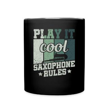 Play it Cool Règles du saxophone - Musiciens de jazz - Mug uni - noir - Devant