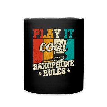 Play it Cool Règles du saxophone - Musiciens de jazz - Mug uni - noir - Devant