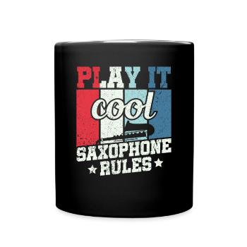 Play it Cool Règles du saxophone - Musiciens de jazz - Mug uni - noir - Devant