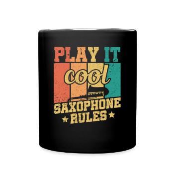 Play it Cool Règles du saxophone - Musiciens de jazz - Mug uni - noir - Devant