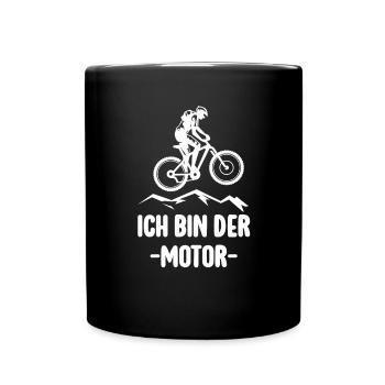 Ich Bin Der Motor Fahrrad Radfahrer Mountainbike - Tasse einfarbig - Schwarz - Vorne