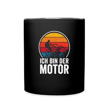 Ich Bin Der Motor Fahrrad Radfahrer Mountainbike - Tasse einfarbig - Schwarz - Vorne