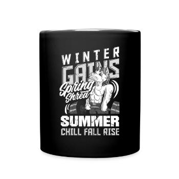 Winter Gains, Spring Shred, Summer Chill, Fall - Tasse einfarbig - Schwarz - Vorne