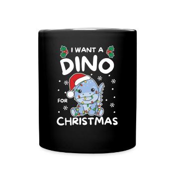 Je veux un dinosaure pour Noël dinos mignons - Mug uni - noir - Devant
