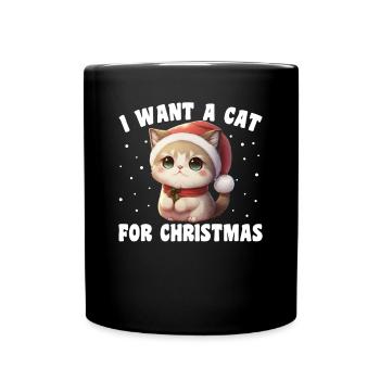 I want a cat for Christmas cute cats - Full Colour Mug - black - Front