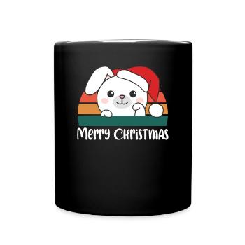 merry Christmas Retro Hase Weihnacht - Tasse einfarbig - Schwarz - Vorne