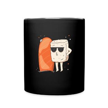 Cuisine japonaise J’adore les sushis amoureux nigiri - Mug uni - noir - Devant