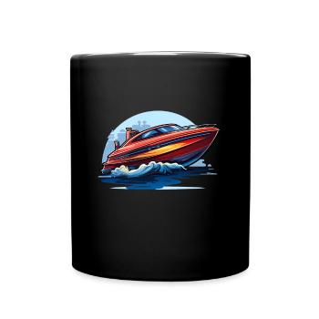 Motorboot - Tasse einfarbig - Schwarz - Vorne