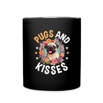 Pug Dog Breed Pet - Pugs & Kisses - Tasse einfarbig - Schwarz - Vorne