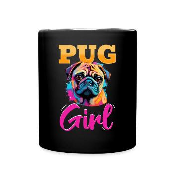Pug Dog Breed Pet - Pug Girl - Tasse einfarbig - Schwarz - Vorne
