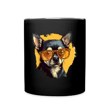 Chihuahua Chiwawa Dog Breed Pet with Sunglasses - Tasse einfarbig - Schwarz - Vorne