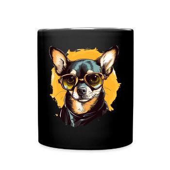 Chihuahua Chiwawa Dog Breed Pet with Sunglasses - Full Colour Mug - black - Front