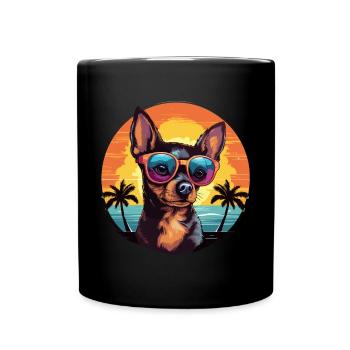 Chihuahua Chiwawa Dog Breed Pet with Sunglasses - Full Colour Mug - black - Front