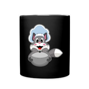 Katze Koch Kochtopf Kochen - Tasse einfarbig - Schwarz - Vorne