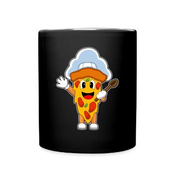 Pizza Koch Kochlöffel Kochen - Tasse einfarbig - Schwarz - Vorne