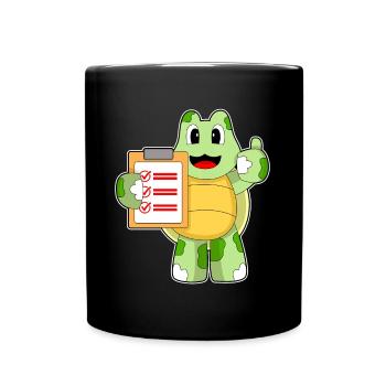 Schildkröte Sekretärin Klemmbrett Büro - Tasse einfarbig - Schwarz - Vorne