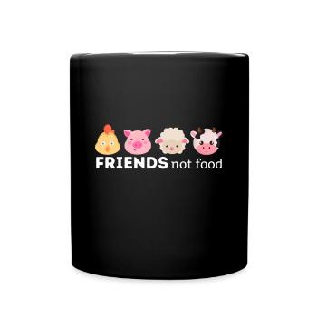 Friends Not Food Animal Lover Vegan Vegetarian - Full Colour Mug - black - Front