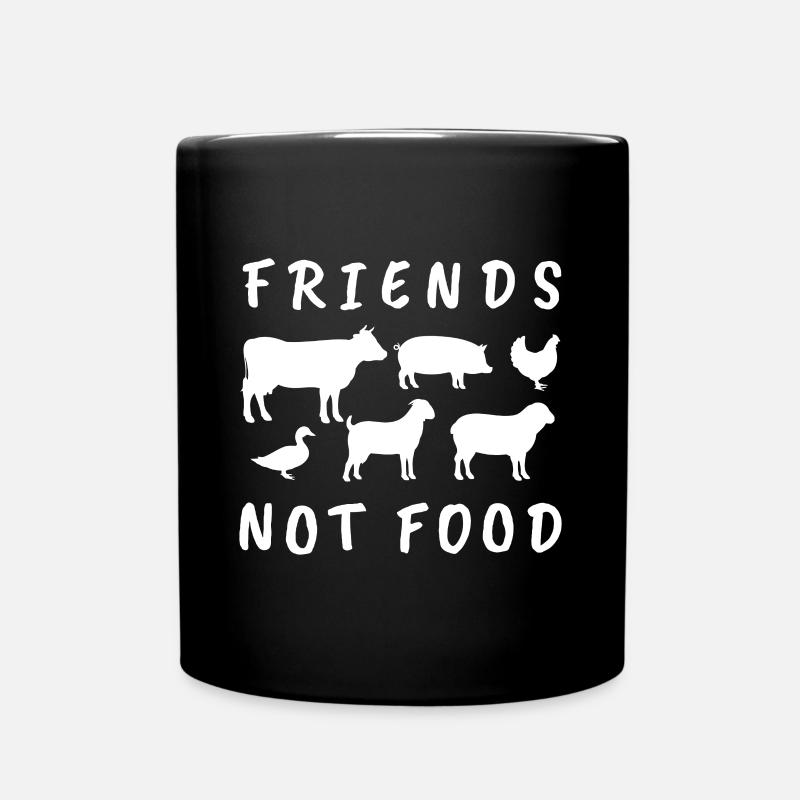 Vegetarisch, Vegan - Tiere sind Freunde, kein Essen - Tasse einfarbig - Schwarz