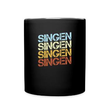Singen Retro - Tasse einfarbig - Schwarz - Vorne