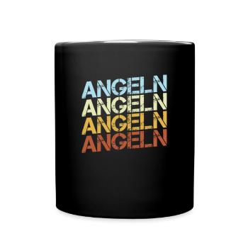 Angeln Retro - Tasse einfarbig - Schwarz - Vorne
