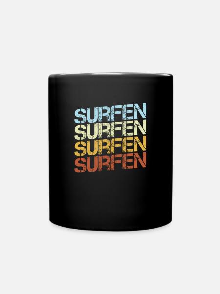 Surfen Retro - Tasse einfarbig - Schwarz