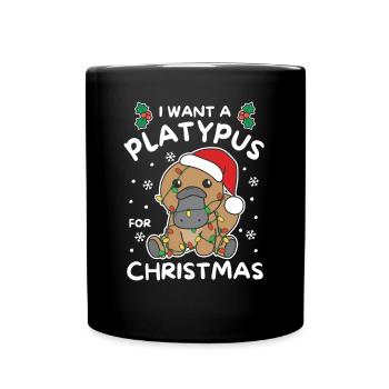 I want a platypus cute animal for Christmas - Full Colour Mug - black - Front