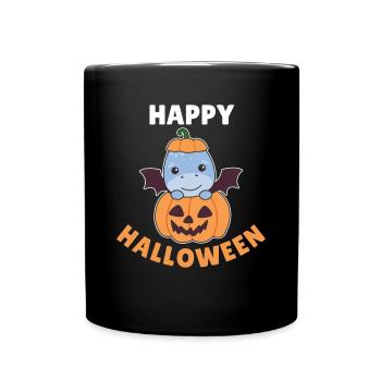 Dino Happy Halloween Pumpkin Bat Costume - Full Colour Mug - black - Front
