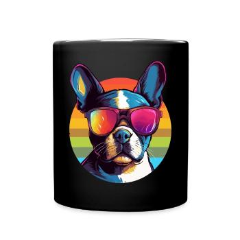 Boston Terrier Bostie Dog Breed Pet with Sunglasse - Full Colour Mug - black - Front