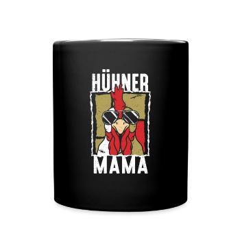Hühner Mama - Tasse einfarbig - Schwarz - Vorne