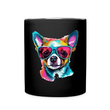 Chihuahua Chiwawa Dog Breed Pet with Sunglasses - Full Colour Mug - black - Front