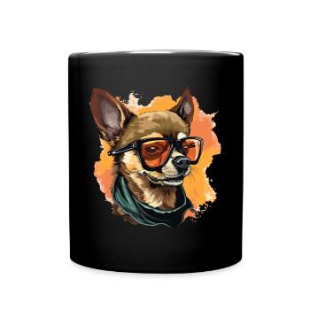 Chihuahua Chiwawa Dog Breed Pet with Sunglasses - Full Colour Mug - black - Front