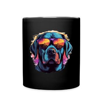 Labrador Retriever Lab Dog Breed Pet with Sunglass - Full Colour Mug - black - Front