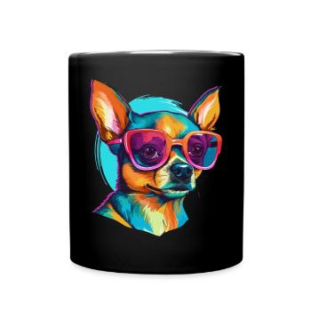 Chihuahua Chiwawa Dog Breed Pet with Sunglasses - Full Colour Mug - black - Front