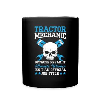 Traktormechaniker Ackerschlepper Reparatur Mechanisch - Tasse einfarbig - Schwarz - Vorne