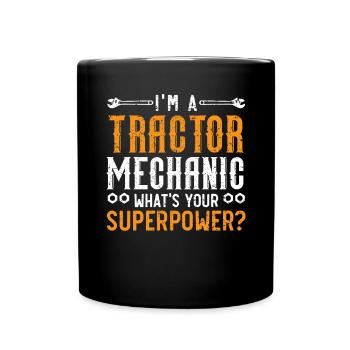Traktormechaniker Ackerschlepper Reparatur Mechanisch - Tasse einfarbig - Schwarz - Vorne