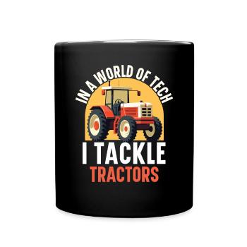 Traktormechaniker Ackerschlepper Reparatur Mechanisch - Tasse einfarbig - Schwarz - Vorne