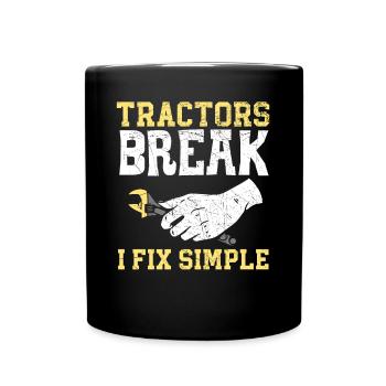 Traktormechaniker Ackerschlepper Reparatur Mechanisch - Tasse einfarbig - Schwarz - Vorne